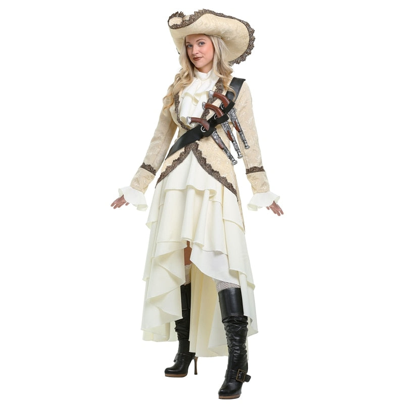 Déguisement Pirate femme, Boucanière des caraïbes (robe, bandeau, ceinture,  bandana) chez DeguizFetes.